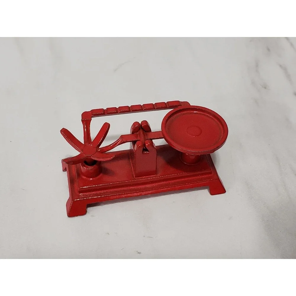 vintage Red Metal dollhouse miniature General store Kitchen scale balance